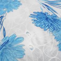 Stoff Baumwolle Lochstickerei Blumen weiss türkis blau Blusenstoff Kleiderstoff Bild 3