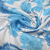 Stoff Baumwolle Lochstickerei Blumen weiss türkis blau Blusenstoff Kleiderstoff Bild 4