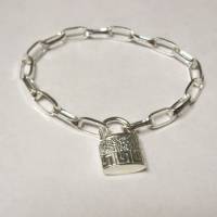 Gliederketten Armband mit Vorhängeschloss aus 925 Sterling Silber Bild 4