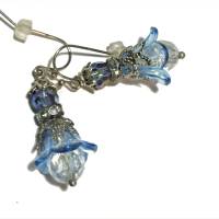 Ohrringe Blüten funkelnd in blau Glasperle handgemacht zum Edelhippy look im boho chic als Brautschmuck Bild 5