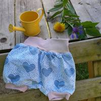 Babykleidung - Pumphose - Sommerhose - mit Herzen  und Glitzerbündchen in rosé - Gr. 74/80 Bild 1