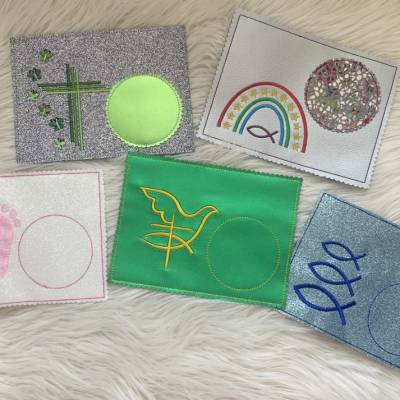 Stickdatei, Taufe, Konfirmation, Kommunion, Mug Rug, In the Hoop, Geburt Set 727