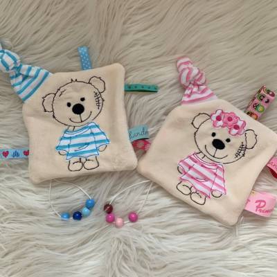 Stickdatei Schnullertuch Doodle Teddy, Boy Girl Applikation Set 731