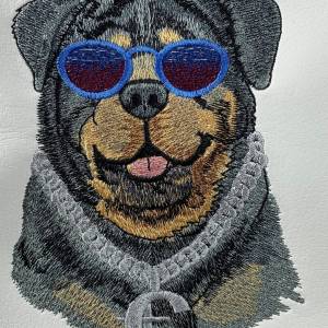 Rottweiler - Rapper Rotti - Tasche Handtasche Umhängetasche Milow aus tollem Kunstleder handmade genäht und bestickt Bild 2