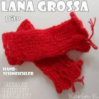 Handschmeichler Pulswärmer handgestrickt im schlichten Design Rot Umfang 16 cm für zarte Hände Dito Lana Grossa Bild 1