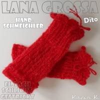 Handschmeichler Pulswärmer handgestrickt im schlichten Design Rot Umfang 16 cm für zarte Hände Dito Lana Grossa Bild 9