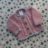 Trachtenjacke für Mädchen ab Größe 62/68 bis Größe 92/98 rosa grau Pullover gestrickt Babyjacke Taufkleidung Taufe Bild 1