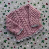 Trachtenjacke für Mädchen ab Größe 62/68 bis Größe 92/98 rosa grau Pullover gestrickt Babyjacke Taufkleidung Taufe Bild 10