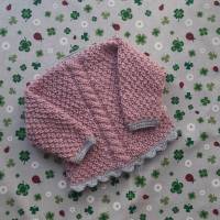 Trachtenjacke für Mädchen ab Größe 62/68 bis Größe 92/98 rosa grau Pullover gestrickt Babyjacke Taufkleidung Taufe Bild 2