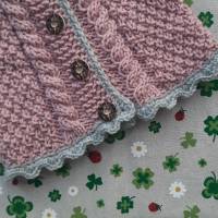 Trachtenjacke für Mädchen ab Größe 62/68 bis Größe 92/98 rosa grau Pullover gestrickt Babyjacke Taufkleidung Taufe Bild 4