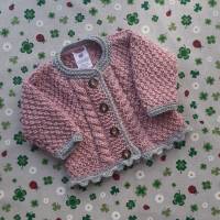 Trachtenjacke für Mädchen ab Größe 62/68 bis Größe 92/98 rosa grau Pullover gestrickt Babyjacke Taufkleidung Taufe Bild 5
