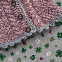 Trachtenjacke für Mädchen ab Größe 62/68 bis Größe 92/98 rosa grau Pullover gestrickt Babyjacke Taufkleidung Taufe Bild 6