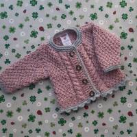 Trachtenjacke für Mädchen ab Größe 62/68 bis Größe 92/98 rosa grau Pullover gestrickt Babyjacke Taufkleidung Taufe Bild 7