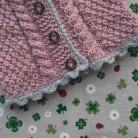 Trachtenjacke für Mädchen ab Größe 62/68 bis Größe 92/98 rosa grau Pullover gestrickt Babyjacke Taufkleidung Taufe Bild 8