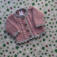 Trachtenjacke für Mädchen ab Größe 62/68 bis Größe 92/98 rosa grau Pullover gestrickt Babyjacke Taufkleidung Taufe Bild 9