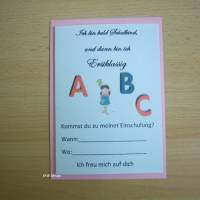 Einladungskarte Einschulung mit Kuvert, "Ich bin bald Schulkind"- Erstklassig-Postkarte Gr. Din A6-Mädchen ABC Bild 2