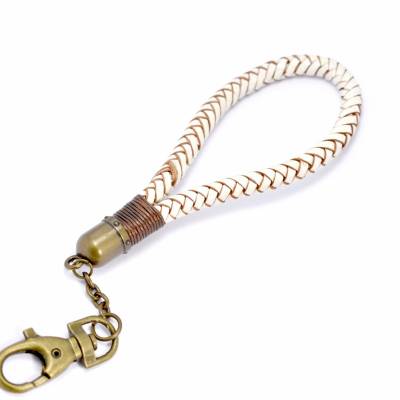 Schlüsselband Leder "kalkweiss"