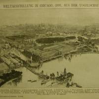 Original sw Holzstich 1895    Weltausstellung in Chicago,1893 aus der Vogelschau Bild 1