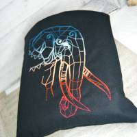 Buchhülle, Buchtasche mit Stickerei in Regenbogenfarben Elefant Bild 6