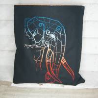 Buchhülle, Buchtasche mit Stickerei in Regenbogenfarben Elefant Bild 9