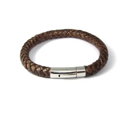 Herrenarmband Lederarmband Edelstahl braun