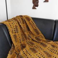 Bogolan Schlammtuch Mudcloth Plaid, afrikanische Deko - Ethno Tuch - beige, braun 170x110 cm Bild 3