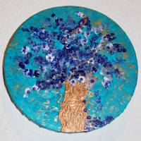 Acrylbild BLÜTENMEER Gemälde Malerei rundes Gemälde Geschenk blaues Bild abstrakte Kunst Acrylmalerei Bild 1