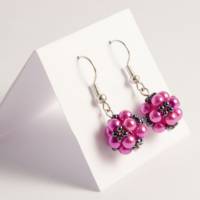 Ohrringe: kleine Blumenkugel ~ Pink Bild 1