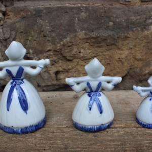 3er Set Delft Wasserträgerinnen Figuren Porzellan Vintage Holland Bild 3