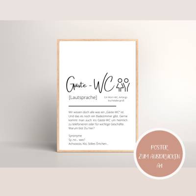 lustiges Poster zum Ausdrucken - Gäste-WC Poster, Wandbild Download