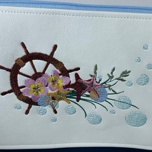 Steuerrad - Meer - maritim - Umhängetasche - Tasche Milow - Handtasche - aus Kunstleder genäht und bestickt Bild 2