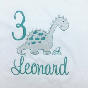 Geburtstagsshirt für Babys Kinder Dino Geschenk zum Geburtstag Zahlenshirt  T-Shirt Kurzarm Langarmshirt personalisiert Bild 4