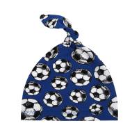 Baby Frühchen Jungen Set Pumphose-Mütze-Tuch "Fußballfieber" Fußbälle auf blau Geschenk Geburt Bild 3