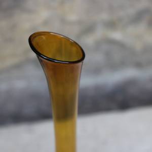 filigrane Vase Solifleur Vase Bernstein Glas mundgeblasen Lauscha 70er Jahre Vintage DDR Bild 4