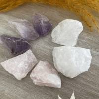 Heilstein Set mit Rosenquarz, Amethyst & Bergkristall (Wassersteine) mit Lebensblume Bild 4