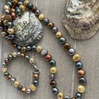 Wunderschöne handgefertigte Perlenkette mit Echt Silber Herz Verschluss,Multicolor Perlencollier,Perlenschmuck Bild 2