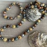 Wunderschöne handgefertigte Perlenkette mit Echt Silber Herz Verschluss,Multicolor Perlencollier,Perlenschmuck Bild 3