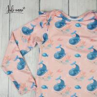 Gr. 122 Bade - Shirt Lycra Swim-Wear Wale & Fische Rosa Apricot Bild 3