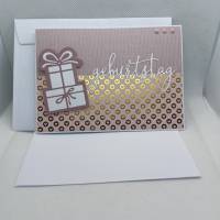 Karte, Geburtstagskarte, neutral, in rosa/gold Bild 1