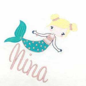Namensshirt für Babys Mädchen Meerjungfrau Geschenk zum Geburtstag auf Wunsch mit Zahl T-Shirt Kurzarm Langarmshirt viel Bild 3