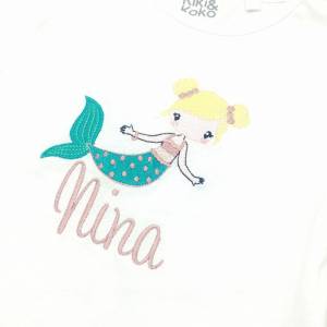 Namensshirt für Babys Mädchen Meerjungfrau Geschenk zum Geburtstag auf Wunsch mit Zahl T-Shirt Kurzarm Langarmshirt viel Bild 5