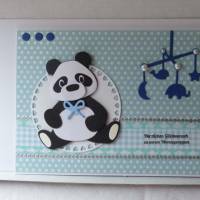Glückwunschkarte  zur Geburt  mit Pandabär Bild 1