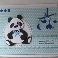 Glückwunschkarte  zur Geburt  mit Pandabär Bild 2