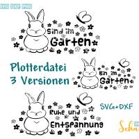 Plotterdatei Garten Sind im Garten Hase mit Schmetterlinge Plotterdatei SVG Bundle 3er Set Bild 1