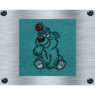 Stickdatei Bärli Himbeere bunt + uni - 10 x 10 Rahmen - Waldtiere, tierische Stickmotive, Tiere, digitale Stickdatei