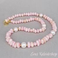 Pink Opal (Andenopal) Kette mit schimmernden weißen Perlen Bild 1