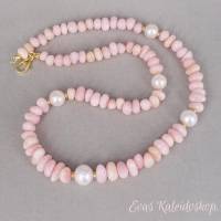 Pink Opal (Andenopal) Kette mit schimmernden weißen Perlen Bild 10