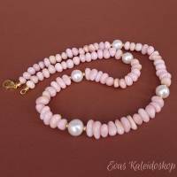Pink Opal (Andenopal) Kette mit schimmernden weißen Perlen Bild 3
