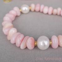 Pink Opal (Andenopal) Kette mit schimmernden weißen Perlen Bild 4