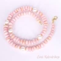 Pink Opal (Andenopal) Kette mit schimmernden weißen Perlen Bild 8